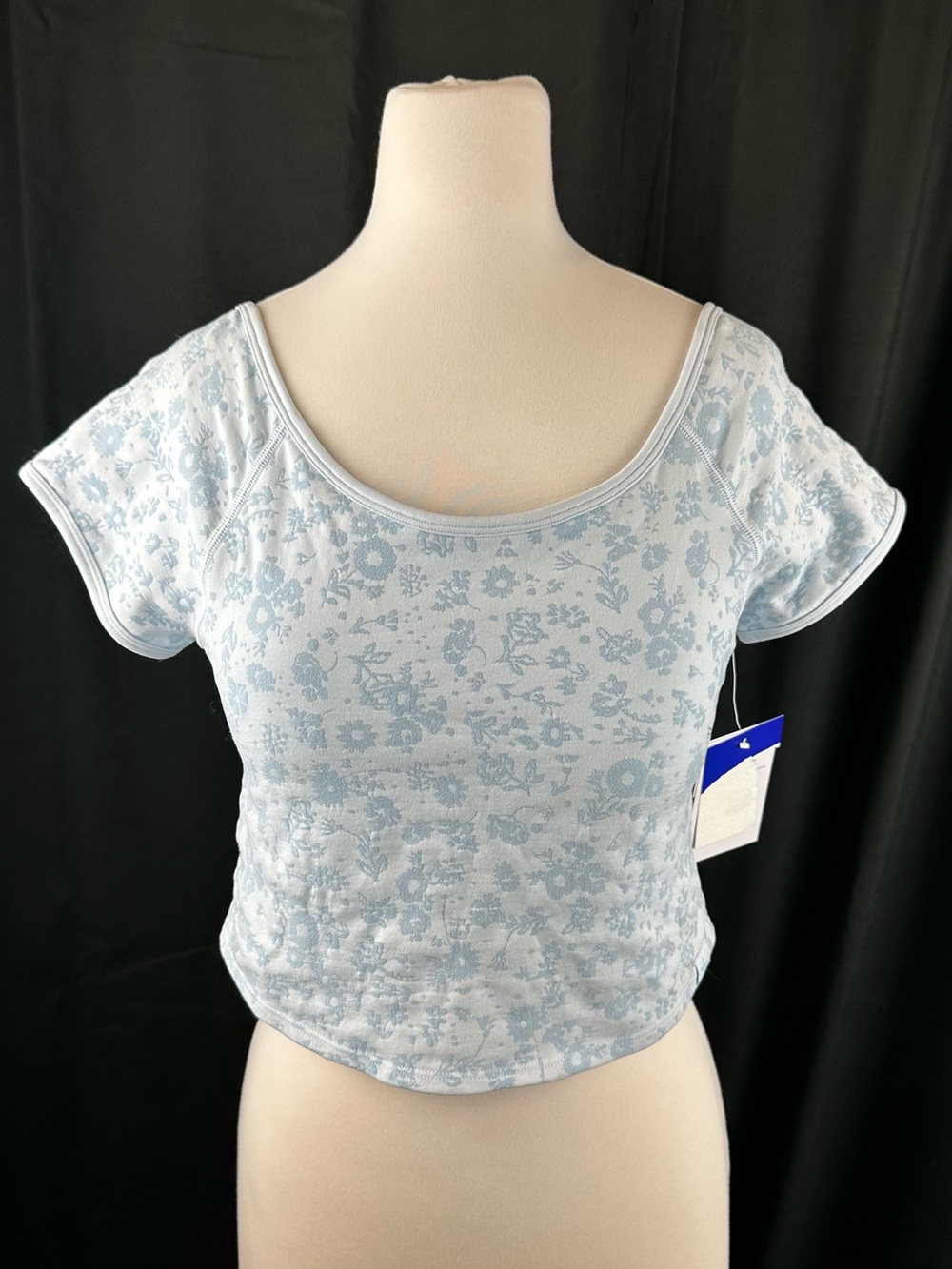 JoyLab Light Blue Floral Scoop-Neck Crop Top